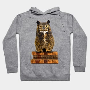 Great Horned Owl on Old Books Hoodie